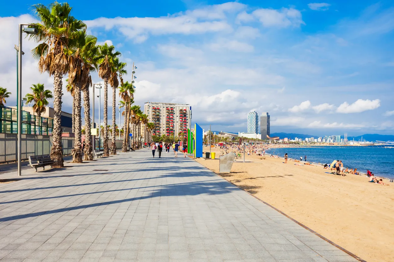 Glorious Beach Scene in Barcelona, Spain