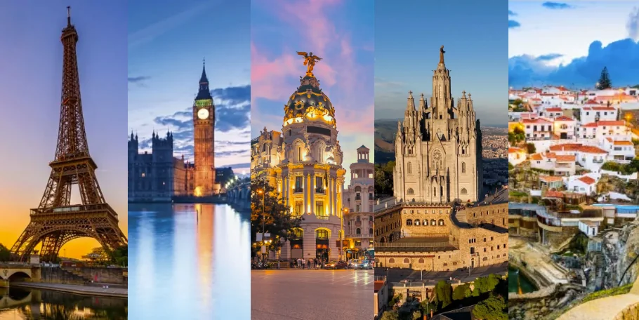 Paris, London, Madrid, Barcelona, Lisbon