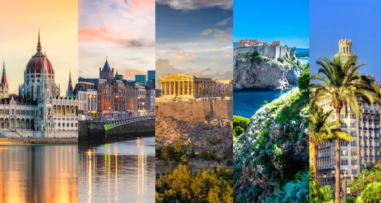 Multi-city Image including Dublin, Budapest, Valencia, Athens and Dubrovnik