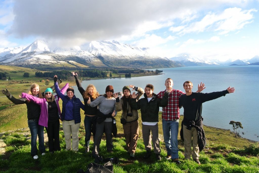API abroad students in front of lake in Scotland