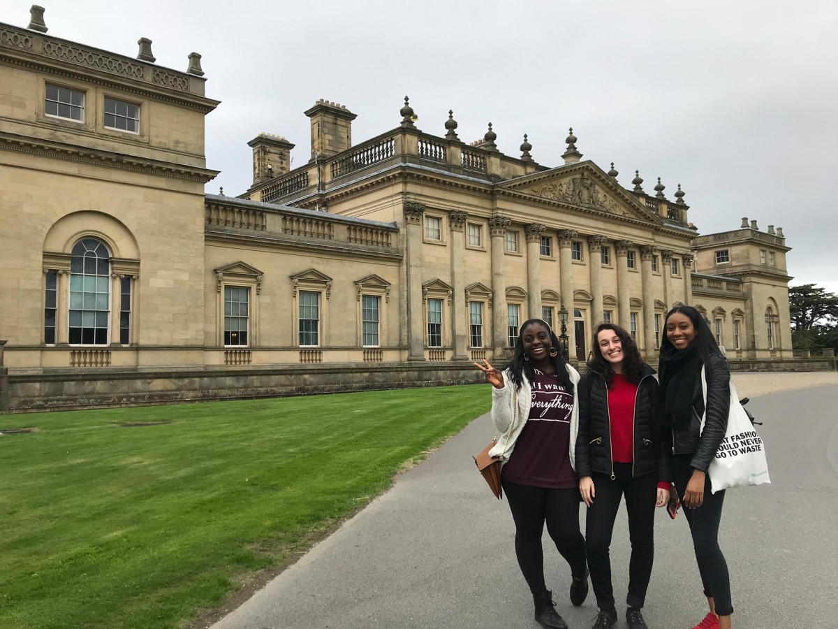 API students stand in front of Leeds' Harewood House