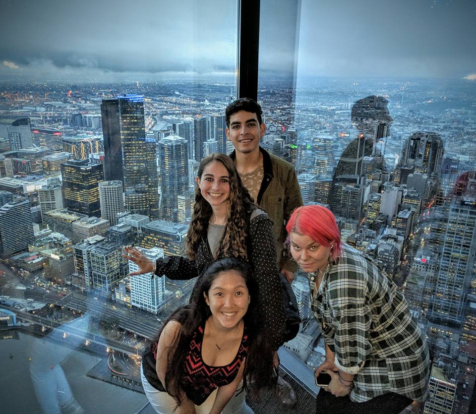 API students overlooking Melbourne skyline