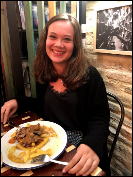 API student blogger Tera Cafro with one of her Spanish meals