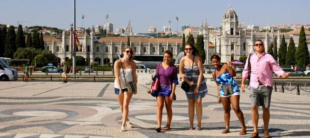 Lisbon students walking near museums