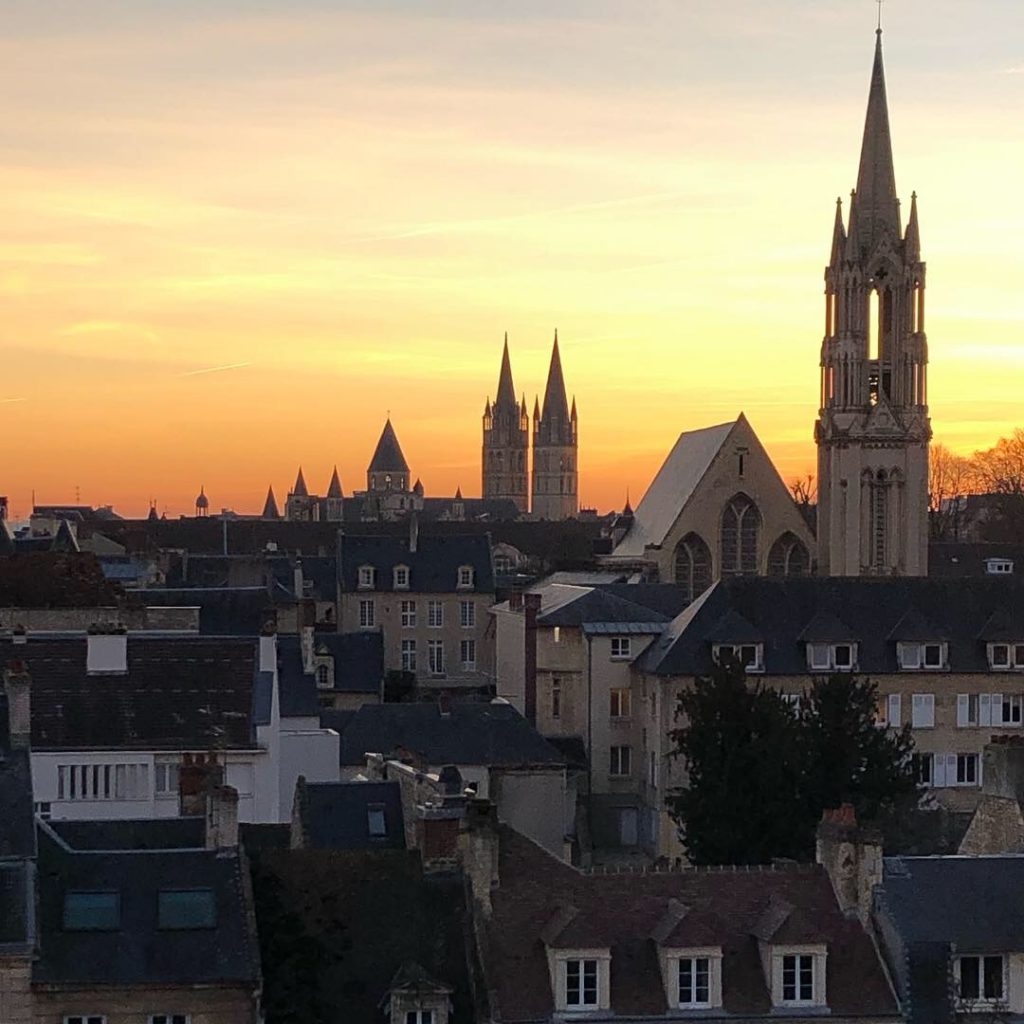Caen France at sunset