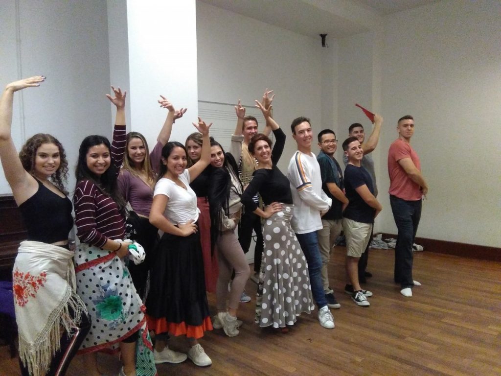 Study abroad students in Barcelona flamenco workshop