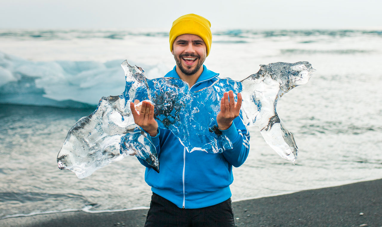Student with Ice in Iceland