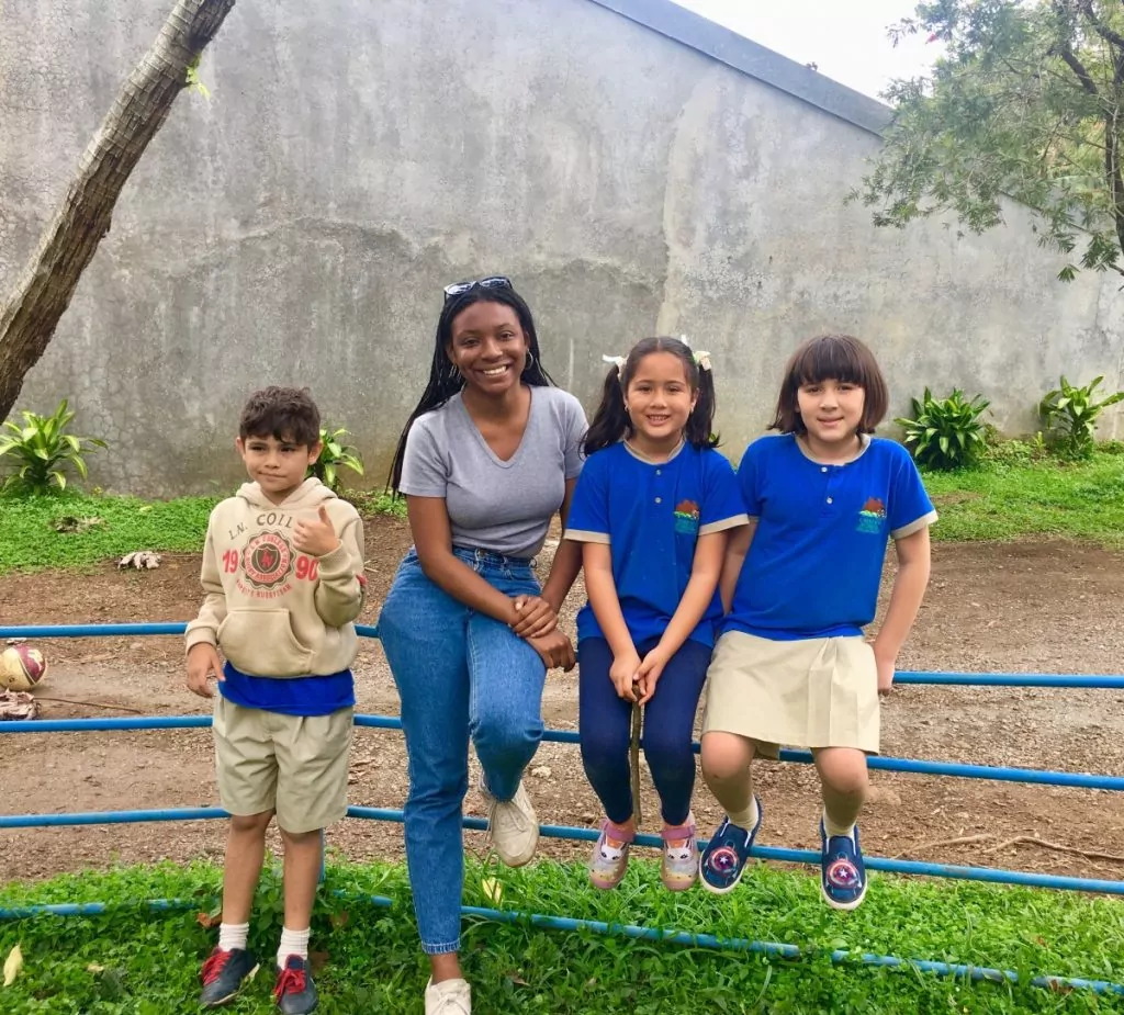 University of Texas student Mattison Gotcher with some of her students in Costa Rica