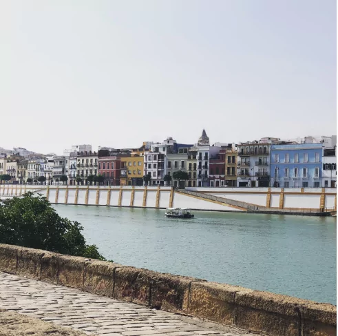 Colorful homes along Seville, Spain coast