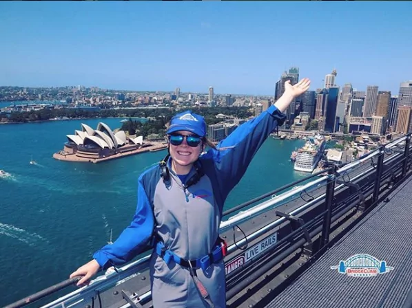 study abroad student overlooks sydney australia opera house